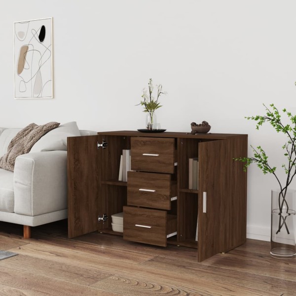 Aparador de madera contrachapada roble marrón 91x29,5x65 cm Aparador de madera contrachapada roble marrón 91x29,5x65 cm
