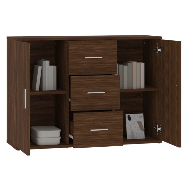 Aparador de madera contrachapada roble marrón 91x29,5x65 cm Aparador de madera contrachapada roble marrón 91x29,5x65 cm