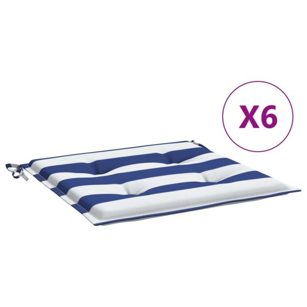 Cojines silla jardín 6 uds tela a rayas azul y blanco 50x50x3cm Cojines silla jardín 6 uds tela a rayas azul y blanco 50x50x3cm