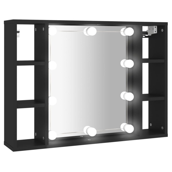 Mueble con espejo y LED negro 76x15x55 cm Mueble con espejo y LED negro 76x15x55 cm