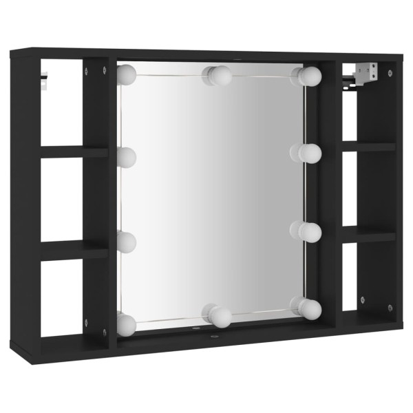 Mueble con espejo y LED negro 76x15x55 cm Mueble con espejo y LED negro 76x15x55 cm