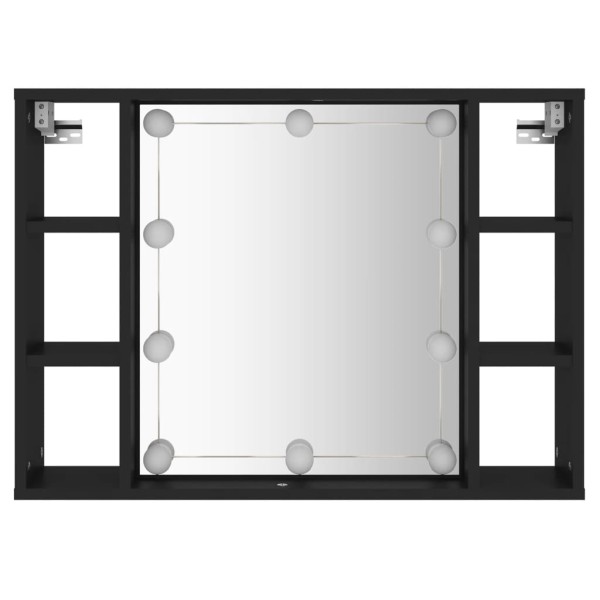 Mueble con espejo y LED negro 76x15x55 cm Mueble con espejo y LED negro 76x15x55 cm