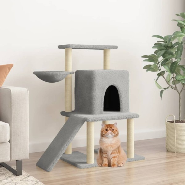 Rascador para gatos con postes de sisal gris claro 96,5 cm Rascador para gatos con postes de sisal gris claro 96,5 cm