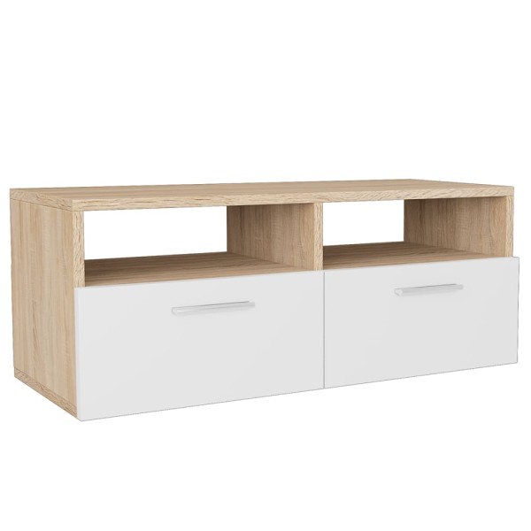 Mueble de TV madera de ingeniería roble y blanco 95x35x36 cm Mueble de TV madera de ingeniería roble y blanco 95x35x36 cm
