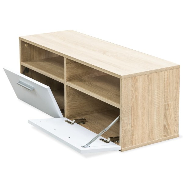 Mueble de TV madera de ingeniería roble y blanco 95x35x36 cm Mueble de TV madera de ingeniería roble y blanco 95x35x36 cm