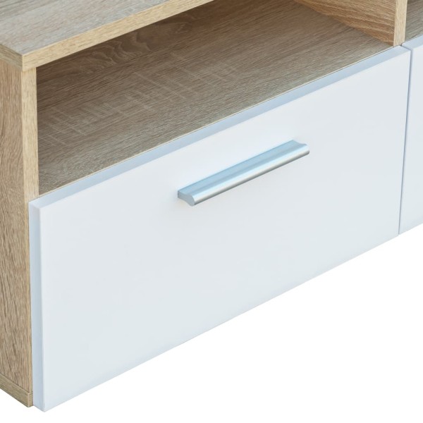 Mueble de TV madera de ingeniería roble y blanco 95x35x36 cm Mueble de TV madera de ingeniería roble y blanco 95x35x36 cm