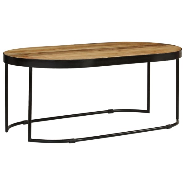 Mesa de centro ovalada madera maciza de mango y acero 110 cm Mesa de centro ovalada madera maciza de mango y acero 110 cm