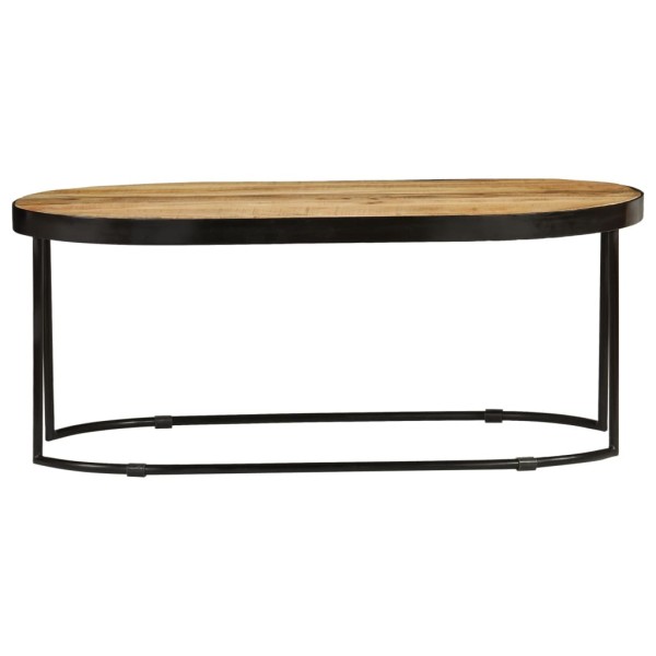 Mesa de centro ovalada madera maciza de mango y acero 110 cm Mesa de centro ovalada madera maciza de mango y acero 110 cm
