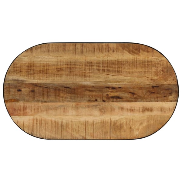 Mesa de centro ovalada madera maciza de mango y acero 110 cm Mesa de centro ovalada madera maciza de mango y acero 110 cm