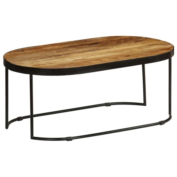 Mesa de centro ovalada madera maciza de mango y acero 110 cm Mesa de centro ovalada madera maciza de mango y acero 110 cm