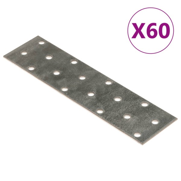 Placas perforadas 60 uds acero galvanizado 2 mm 160x40 mm Placas perforadas 60 uds acero galvanizado 2 mm 160x40 mm