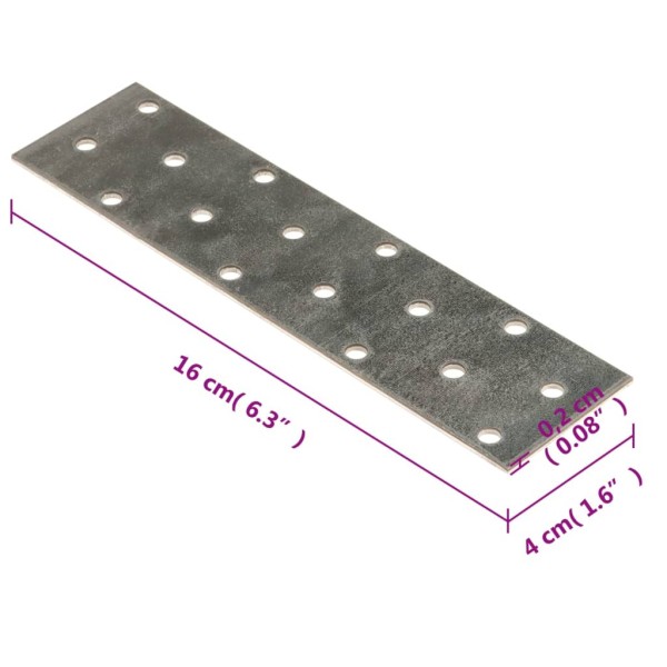 Placas perforadas 60 uds acero galvanizado 2 mm 160x40 mm Placas perforadas 60 uds acero galvanizado 2 mm 160x40 mm