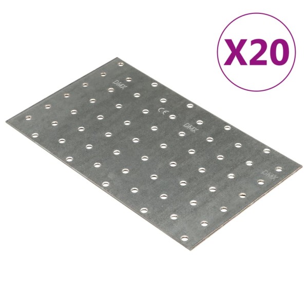 Placas perforadas 20 uds acero galvanizado 2 mm 200x120 mm Placas perforadas 20 uds acero galvanizado 2 mm 200x120 mm