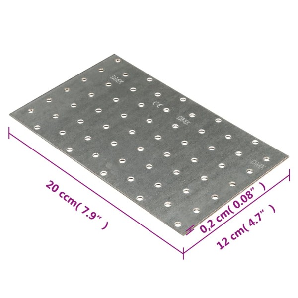 Placas perforadas 20 uds acero galvanizado 2 mm 200x120 mm Placas perforadas 20 uds acero galvanizado 2 mm 200x120 mm