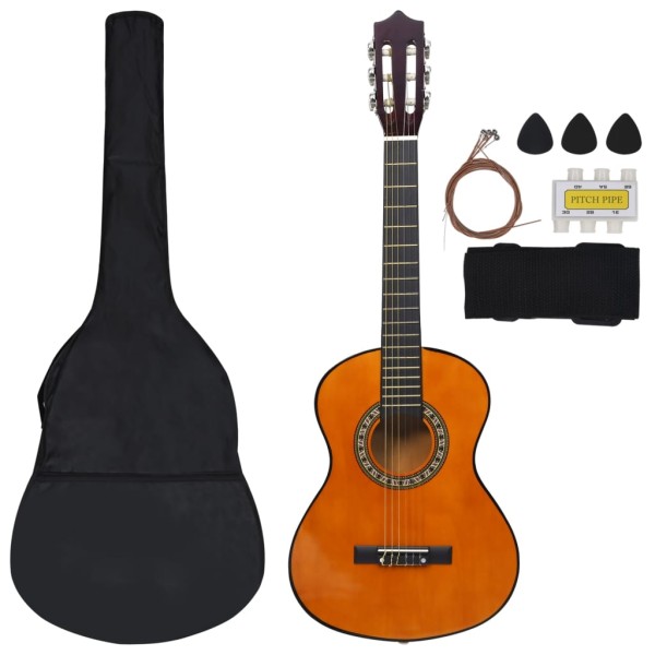 Set de guitarra clásica para niños principiantes 8 pzas 1/2 34" Set de guitarra clásica para niños principiantes 8 pzas 1/2 34"