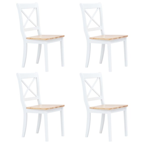 Sillas comedor 4 uds madera maciza caucho blanco y madera claro Sillas comedor 4 uds madera maciza caucho blanco y madera claro