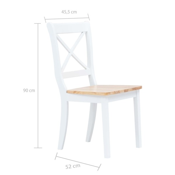 Sillas comedor 4 uds madera maciza caucho blanco y madera claro Sillas comedor 4 uds madera maciza caucho blanco y madera claro