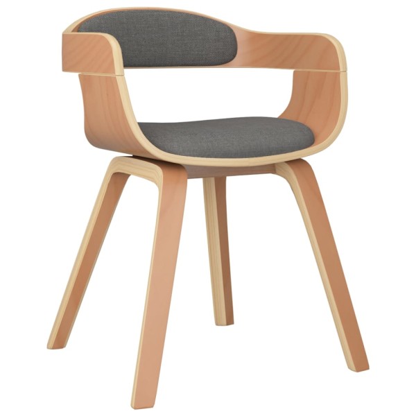 Silla de comedor 4 uds madera curvada y tela gris claro Silla de comedor 4 uds madera curvada y tela gris claro