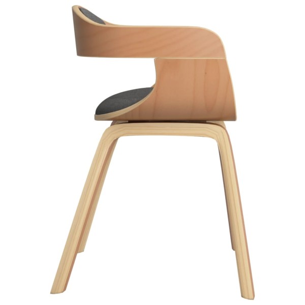 Silla de comedor 4 uds madera curvada y tela gris claro Silla de comedor 4 uds madera curvada y tela gris claro