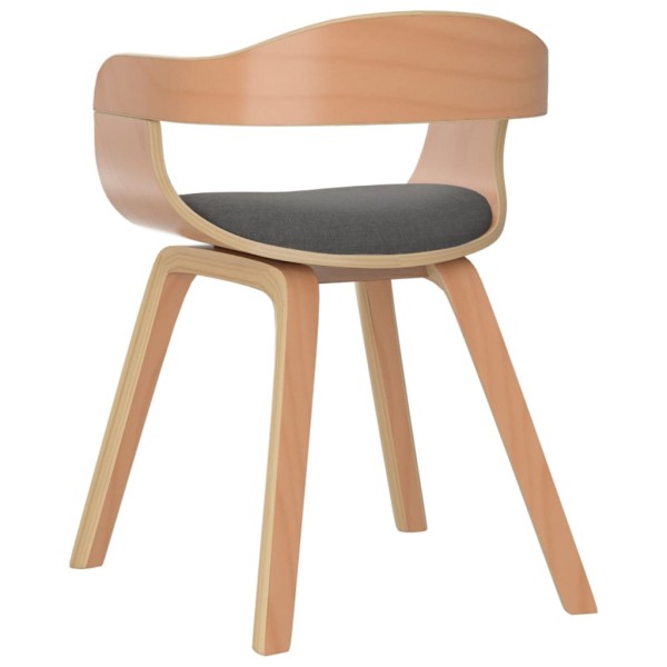 Silla de comedor 6 uds madera curvada y tela gris claro Silla de comedor 6 uds madera curvada y tela gris claro