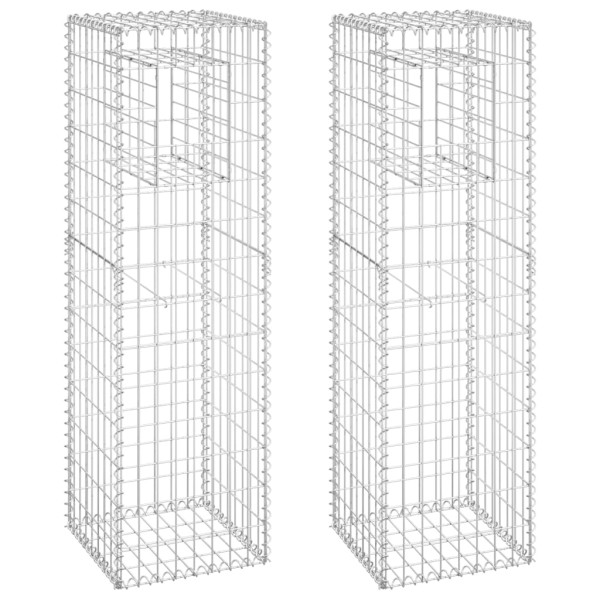 Cestas postes de gaviones 2 unidades hierro 40x40x140 cm Cestas postes de gaviones 2 unidades hierro 40x40x140 cm