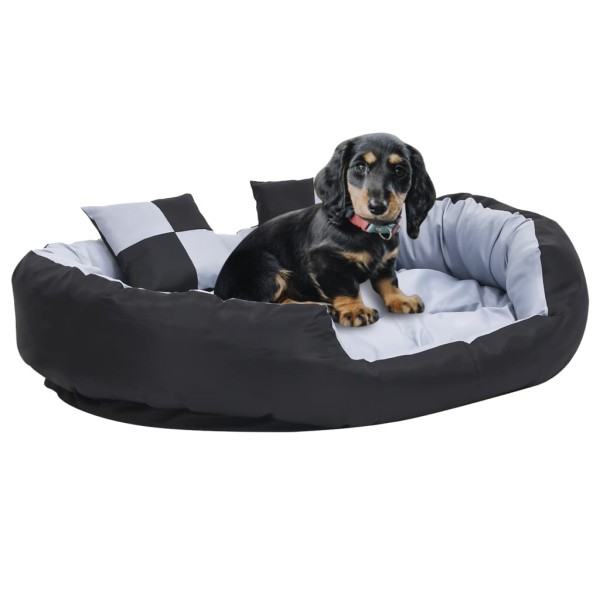Cojín para perro reversible y lavable gris y negro 110x80x23 cm Cojín para perro reversible y lavable gris y negro 110x80x23 cm