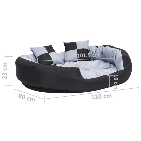 Cojín para perro reversible y lavable gris y negro 110x80x23 cm Cojín para perro reversible y lavable gris y negro 110x80x23 cm