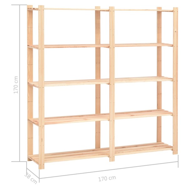 Estantería almacenaje 5 niveles madera pino maciza 500 kg Estantería almacenaje 5 niveles madera pino maciza 500 kg