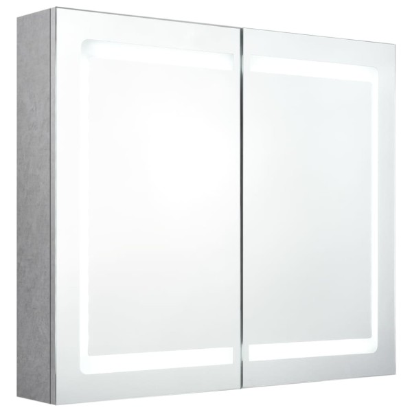 Armario de baño con espejo LED gris hormigón 80x12x68 cm Armario de baño con espejo LED gris hormigón 80x12x68 cm