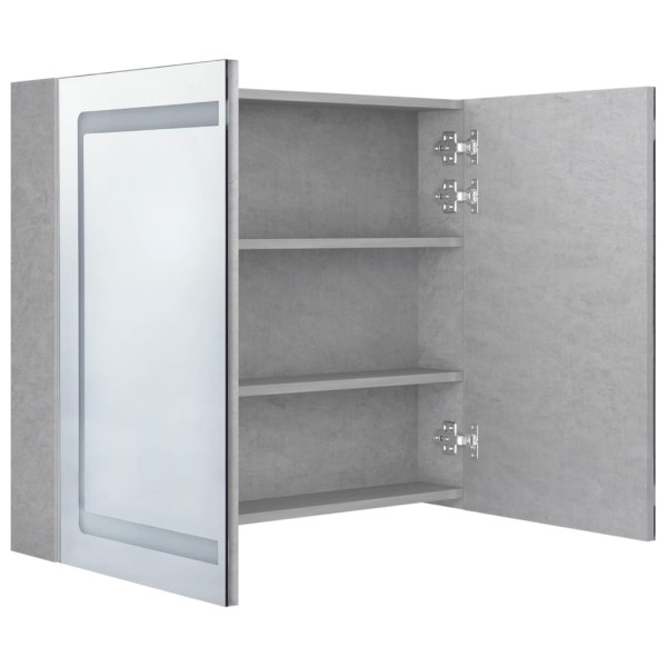 Armario de baño con espejo LED gris hormigón 80x12x68 cm Armario de baño con espejo LED gris hormigón 80x12x68 cm