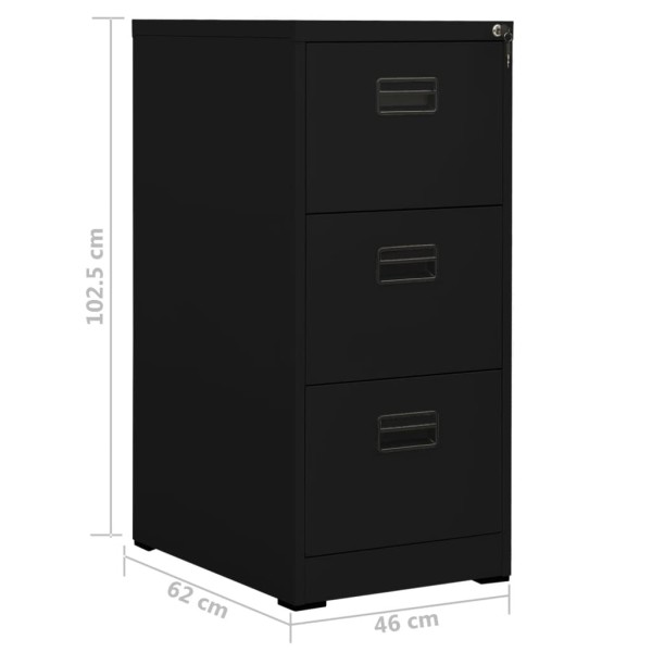 Armario archivador de acero negro 46x62x102,5 cm Armario archivador de acero negro 46x62x102,5 cm