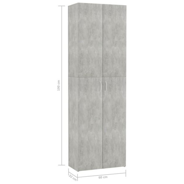 Armario de oficina de contrachapado gris hormigón 60x32x190 cm Armario de oficina de contrachapado gris hormigón 60x32x190 cm