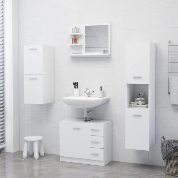 Espejo de baño madera contrachapada blanco 60x10,5x45 cm Espejo de baño madera contrachapada blanco 60x10,5x45 cm