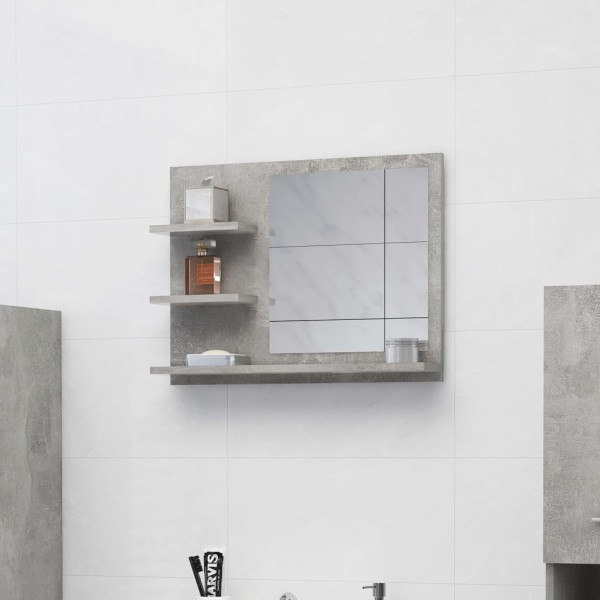 Espejo de baño madera contrachapada gris hormigón 60x10,5x45 cm Espejo de baño madera contrachapada gris hormigón 60x10,5x45 cm