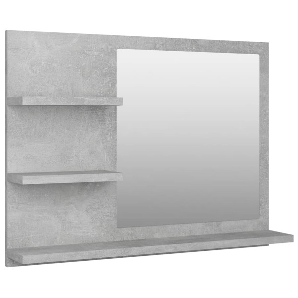 Espejo de baño madera contrachapada gris hormigón 60x10,5x45 cm Espejo de baño madera contrachapada gris hormigón 60x10,5x45 cm