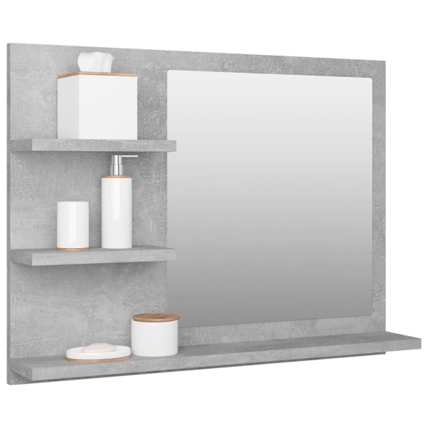 Espejo de baño madera contrachapada gris hormigón 60x10,5x45 cm Espejo de baño madera contrachapada gris hormigón 60x10,5x45 cm