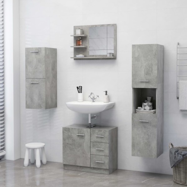 Espejo de baño madera contrachapada gris hormigón 60x10,5x45 cm Espejo de baño madera contrachapada gris hormigón 60x10,5x45 cm