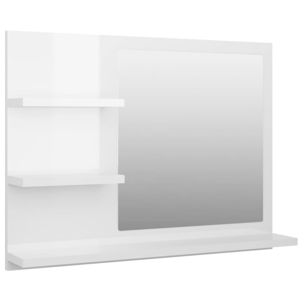 Espejo de baño madera contrachapada blanco brillo 60x10,5x45 cm Espejo de baño madera contrachapada blanco brillo 60x10,5x45 cm