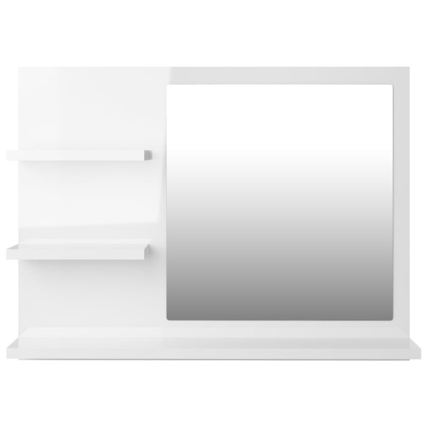 Espejo de baño madera contrachapada blanco brillo 60x10,5x45 cm Espejo de baño madera contrachapada blanco brillo 60x10,5x45 cm