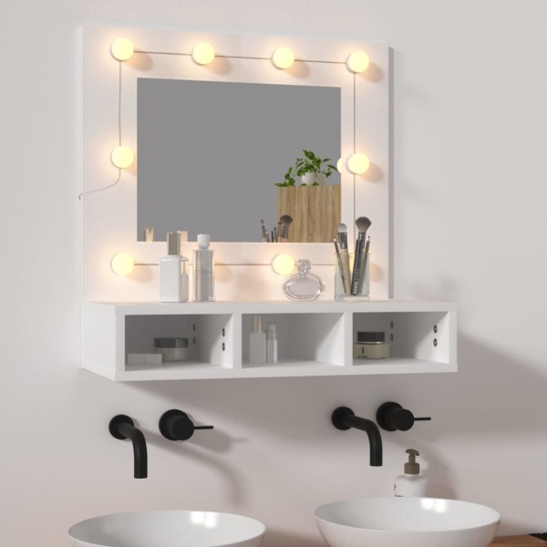 Mueble con espejo y LED blanco 60x31,5x62 cm Mueble con espejo y LED blanco 60x31,5x62 cm