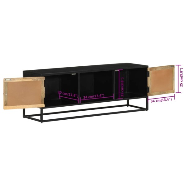 Mueble de TV madera maciza de mango y hierro 110x30x40 cm Mueble de TV madera maciza de mango y hierro 110x30x40 cm