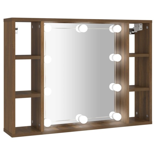 Mueble con espejo y LED color roble marrón 76x15x55 cm Mueble con espejo y LED color roble marrón 76x15x55 cm