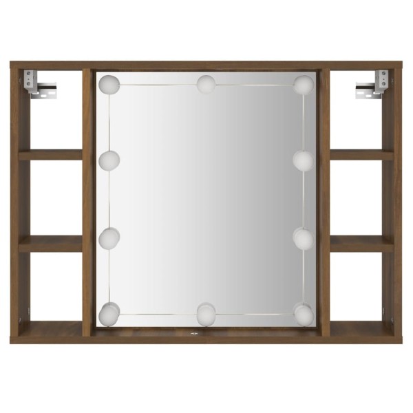 Mueble con espejo y LED color roble marrón 76x15x55 cm Mueble con espejo y LED color roble marrón 76x15x55 cm