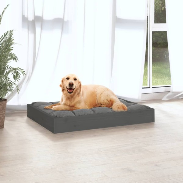 Cama para perros madera maciza de pino gris 71,5x54x9 cm Cama para perros madera maciza de pino gris 71,5x54x9 cm