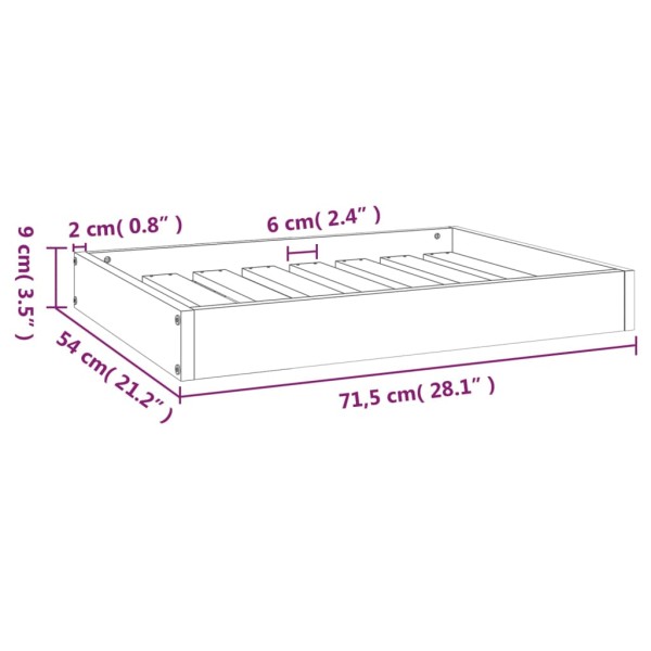Cama para perros madera maciza de pino gris 71,5x54x9 cm Cama para perros madera maciza de pino gris 71,5x54x9 cm
