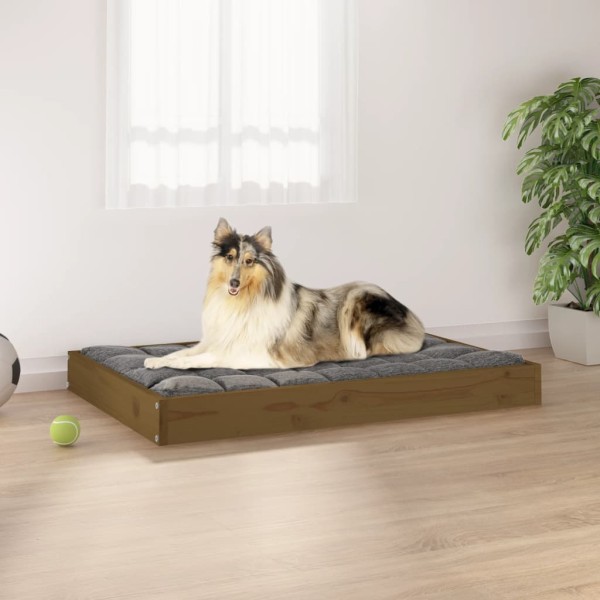 Cama para perros madera maciza pino marrón miel 91,5x64x9 cm Cama para perros madera maciza pino marrón miel 91,5x64x9 cm