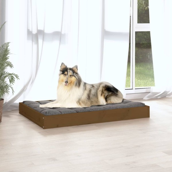 Cama para perros madera maciza pino marrón miel 91,5x64x9 cm Cama para perros madera maciza pino marrón miel 91,5x64x9 cm