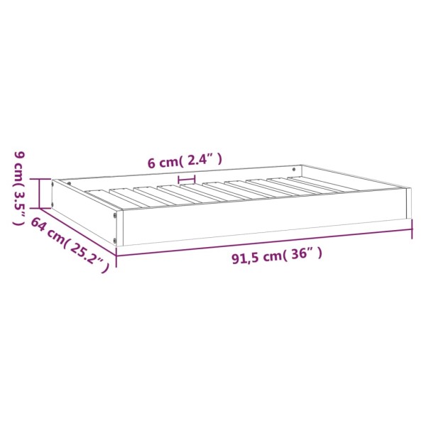 Cama para perros madera maciza pino marrón miel 91,5x64x9 cm Cama para perros madera maciza pino marrón miel 91,5x64x9 cm