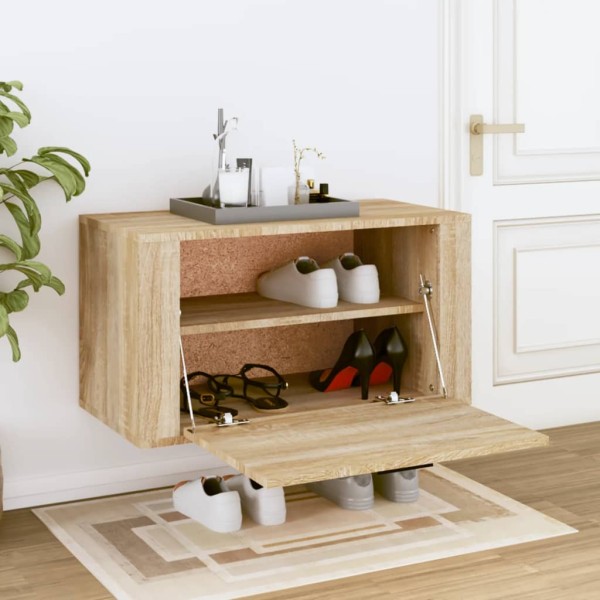 Mueble zapatero pared contrachapada roble Sonoma 70x35x38 cm