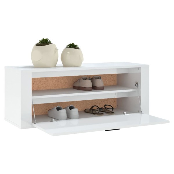 Mueble zapatero pared contrachapada blanco brillo 100x35x38 cm Mueble zapatero pared contrachapada blanco brillo 100x35x38 cm